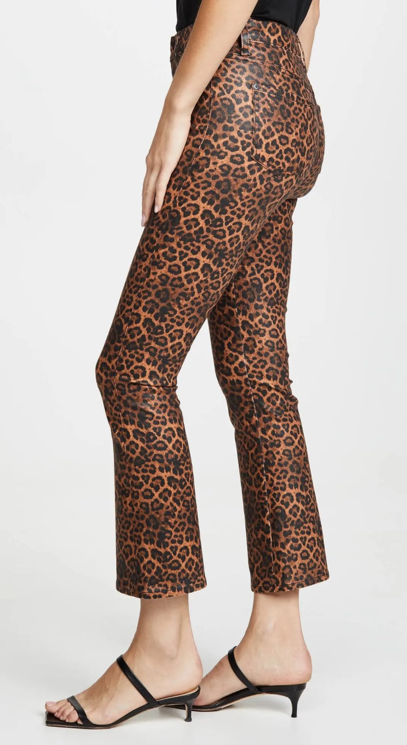 7 For All Mankind High Waist Slim Kick - Black/Orange Leopard