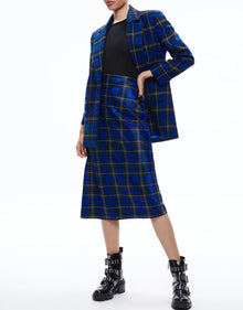 Alice + Olivia Ashley Oversized Blazer - Schoolgirl Plaid Sapphire