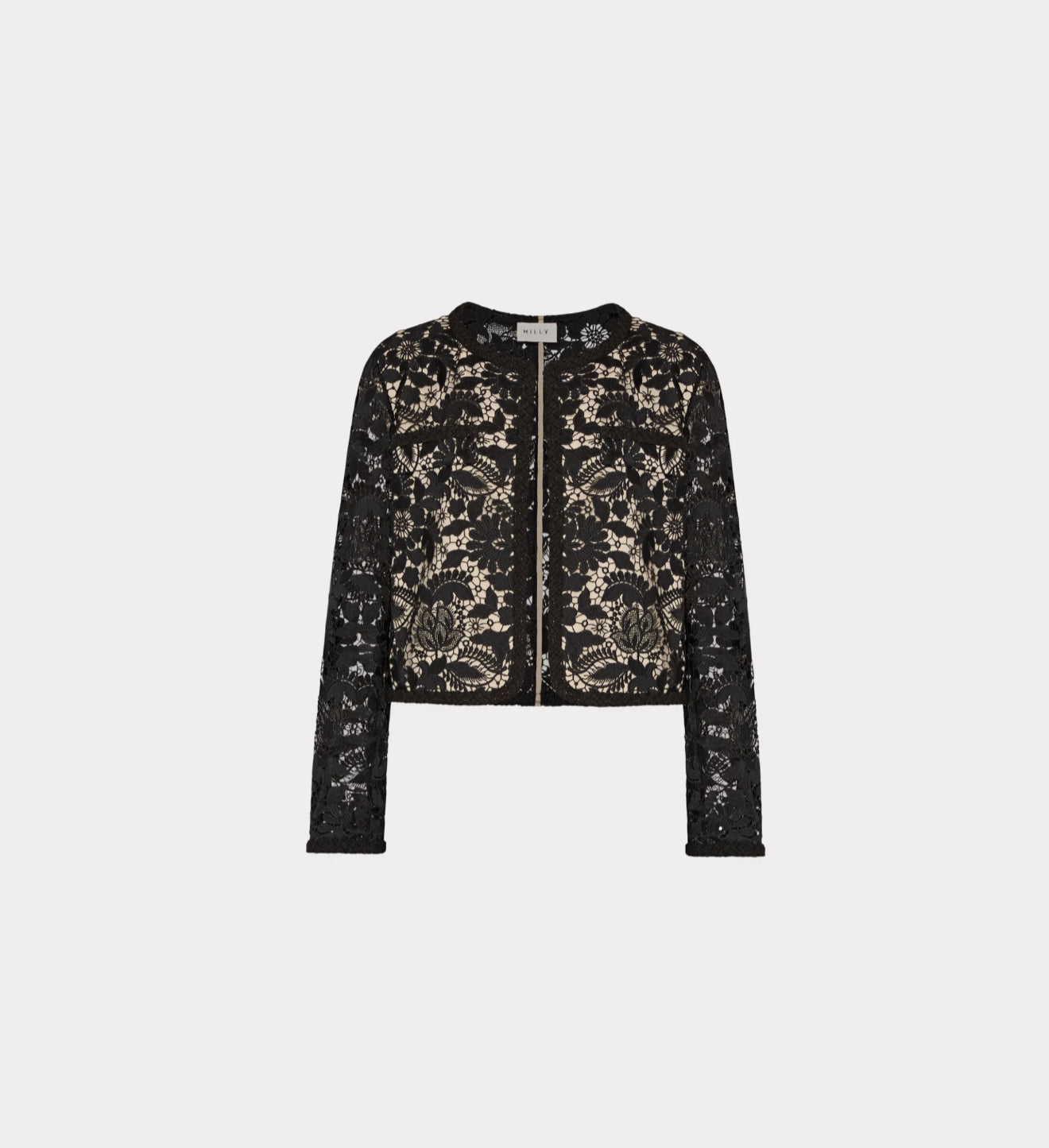 MILLY 3D Garden Lace Jacket - Black