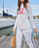 Sail to Sable White Roll Neck Flag Sweater