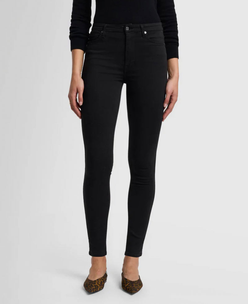 7 For All Mankind Slim Illusion Luxe High Waist Skinny - Black