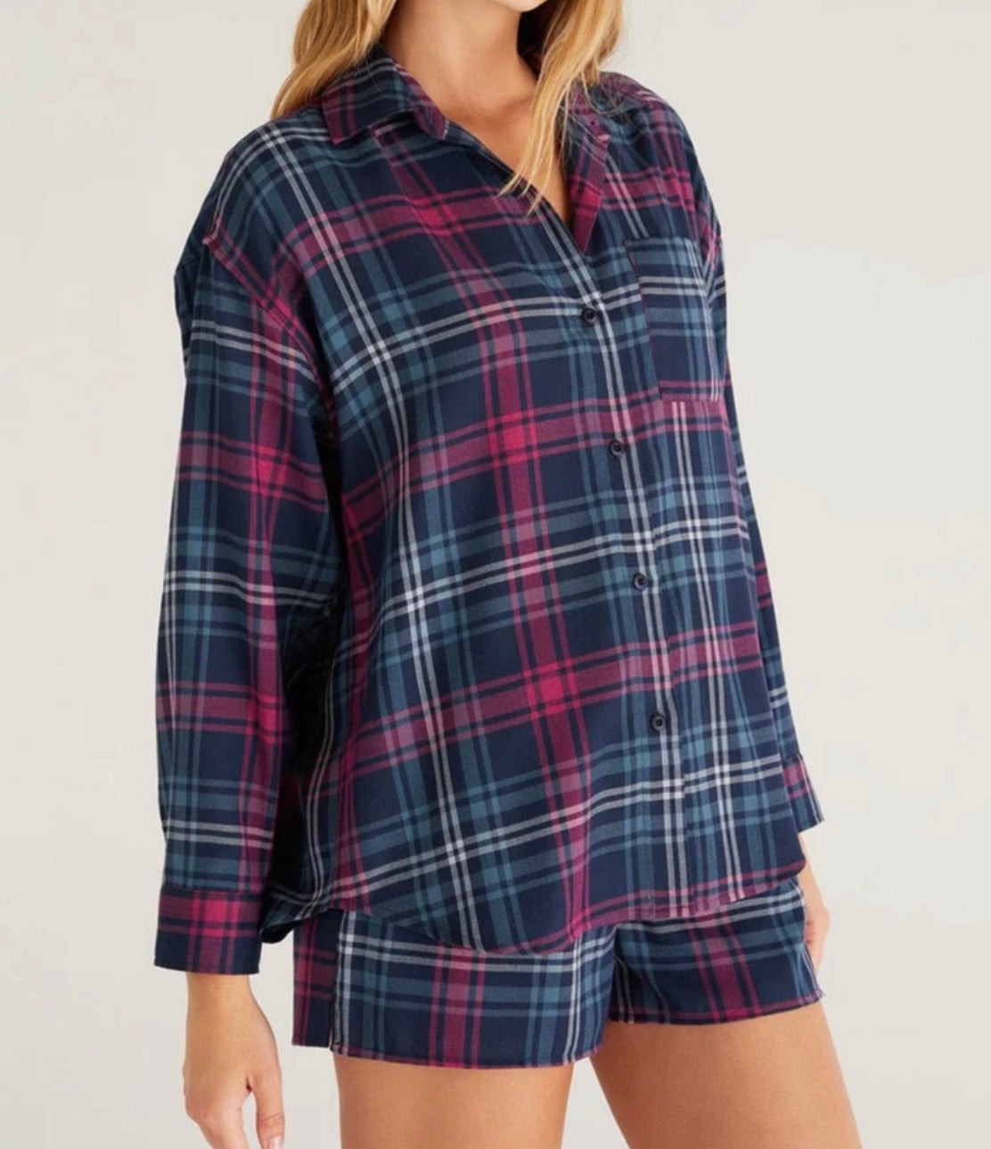 Z Supply Road Trip Plaid Shirt - Midnight Blue