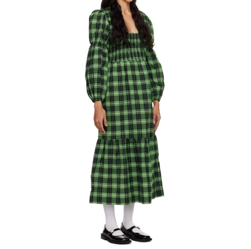 GANNI Check Dress - Pea Pod