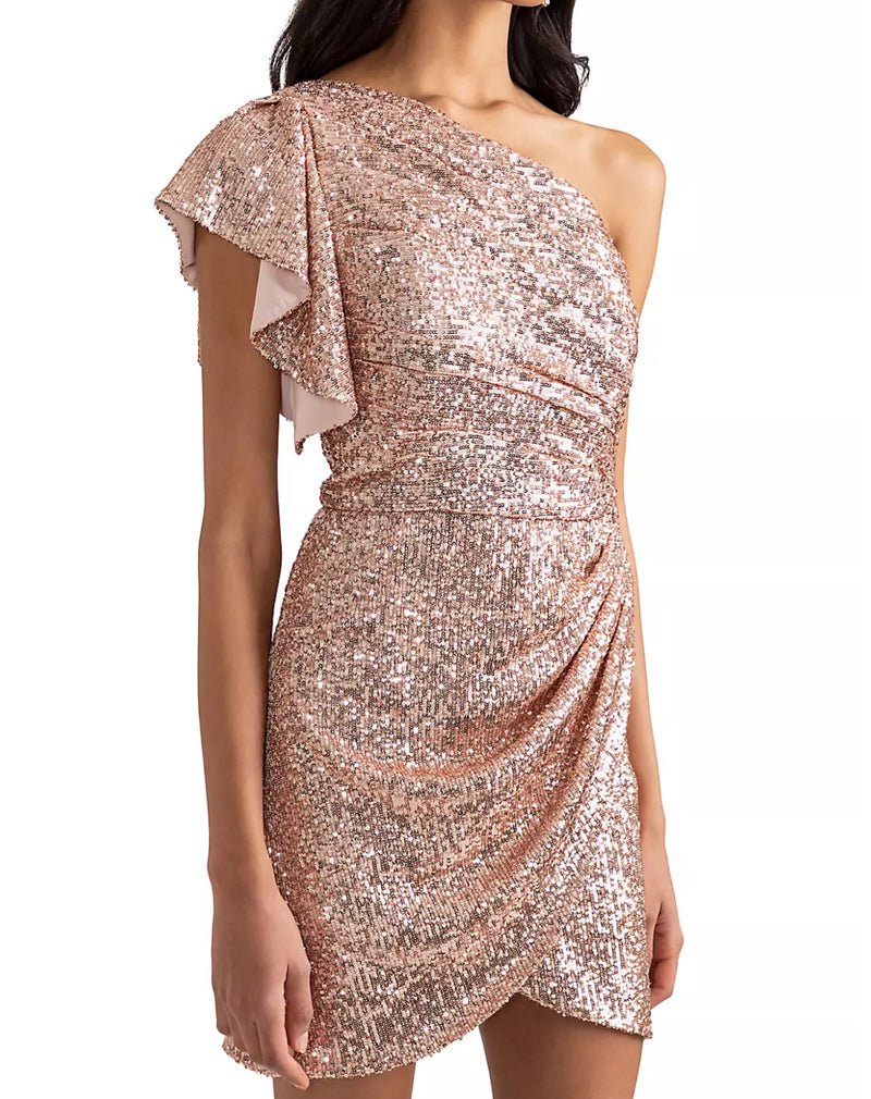 Shoshanna Dahlia Sequin One-Shoulder Minidress