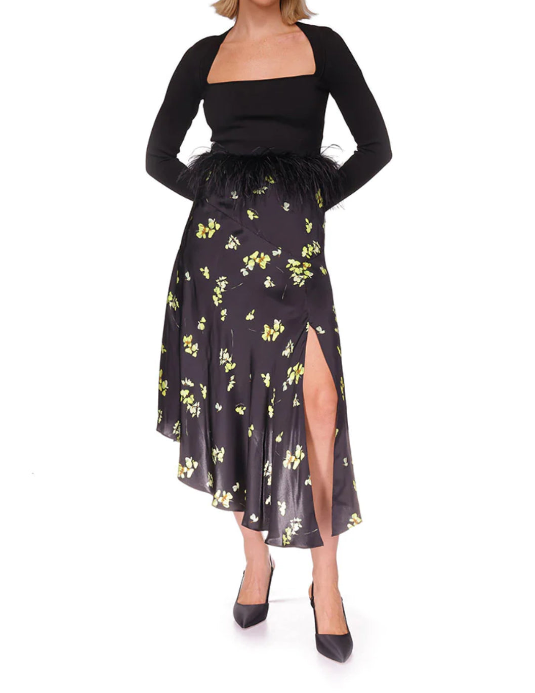 Cara Cara Callie Skirt - Black Flower Shower