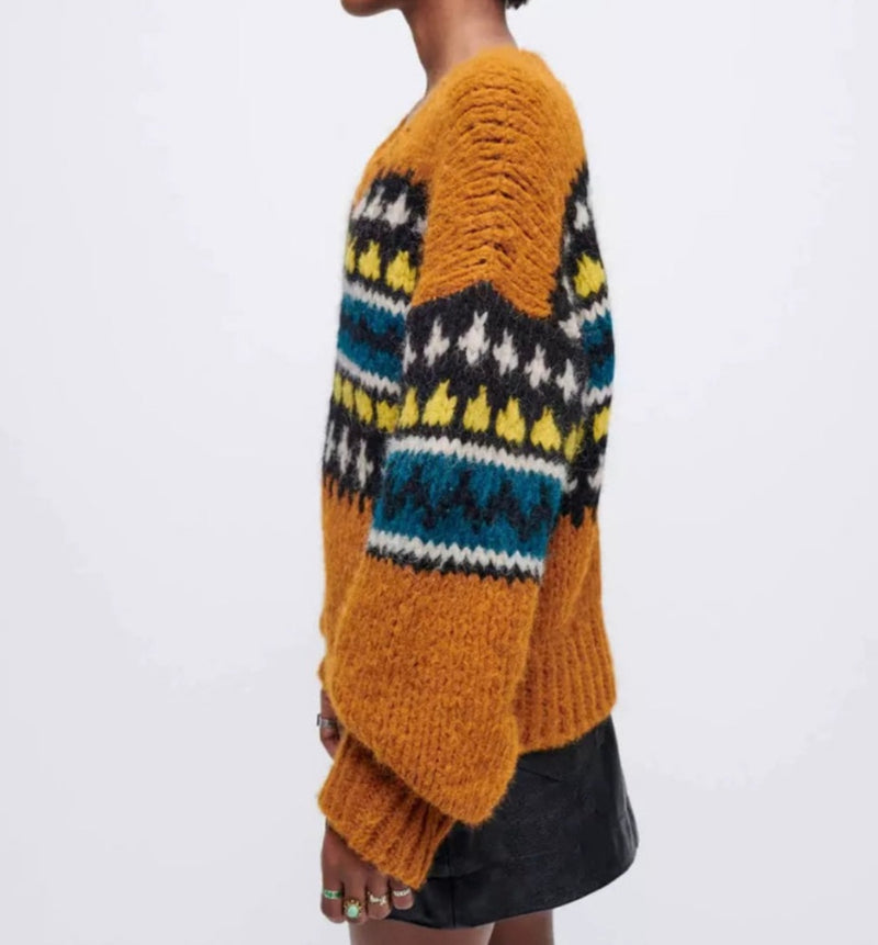 Re/Done 50s V Neck Pullover Alpaca Sweater