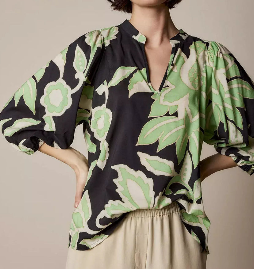 Summum Botanical Print Blouse - Green