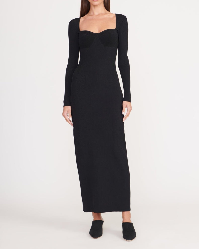 STAUD Silhouette Long-Sleeve Maxi Dress - Black