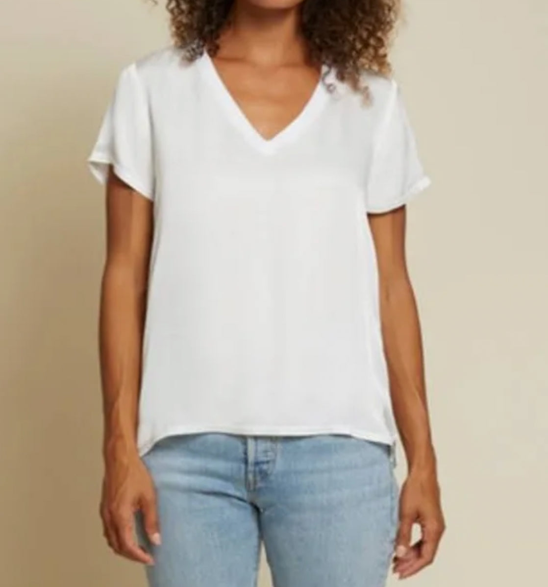 Nation Ltd June Sateen V-Neck - White