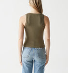 Michael Stars Gina Ribbed Crop Tank- Olive