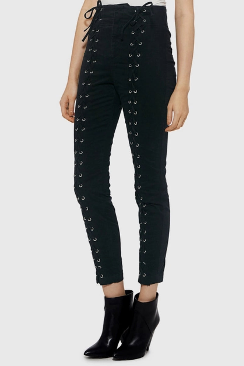 A.L.C. Kingsley High-rise Lace-up Cropped Pants - Black