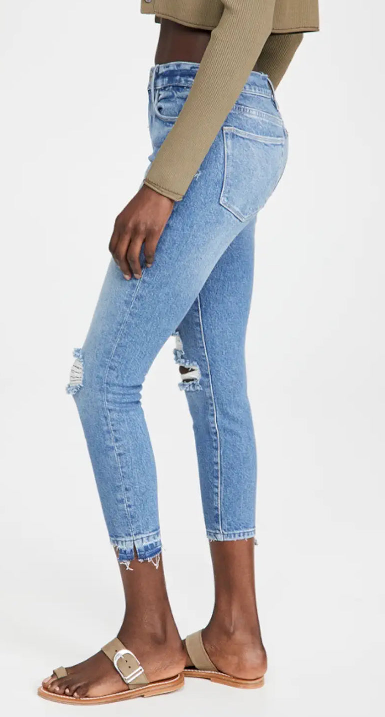 Frame Le High Skinny Crop - Clarin Rips