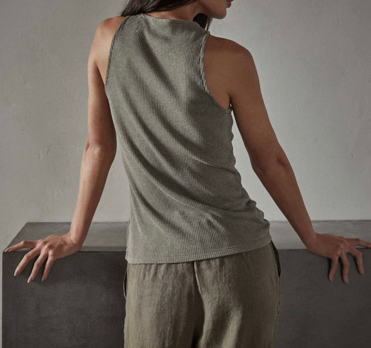 James Perse Clean Cut Away Ribbed Tank - Platoon