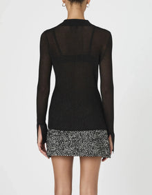 French Connection Lurex Mix Collared Top - Black