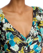 Cinq à Sept Tossed Floral Walker Dress - Obsidian Multi