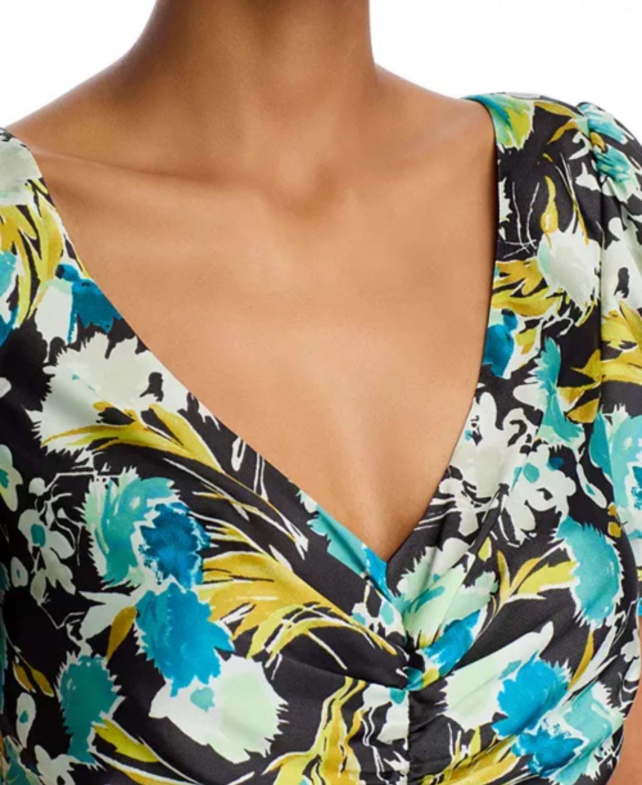 Cinq à Sept Tossed Floral Walker Dress - Obsidian Multi