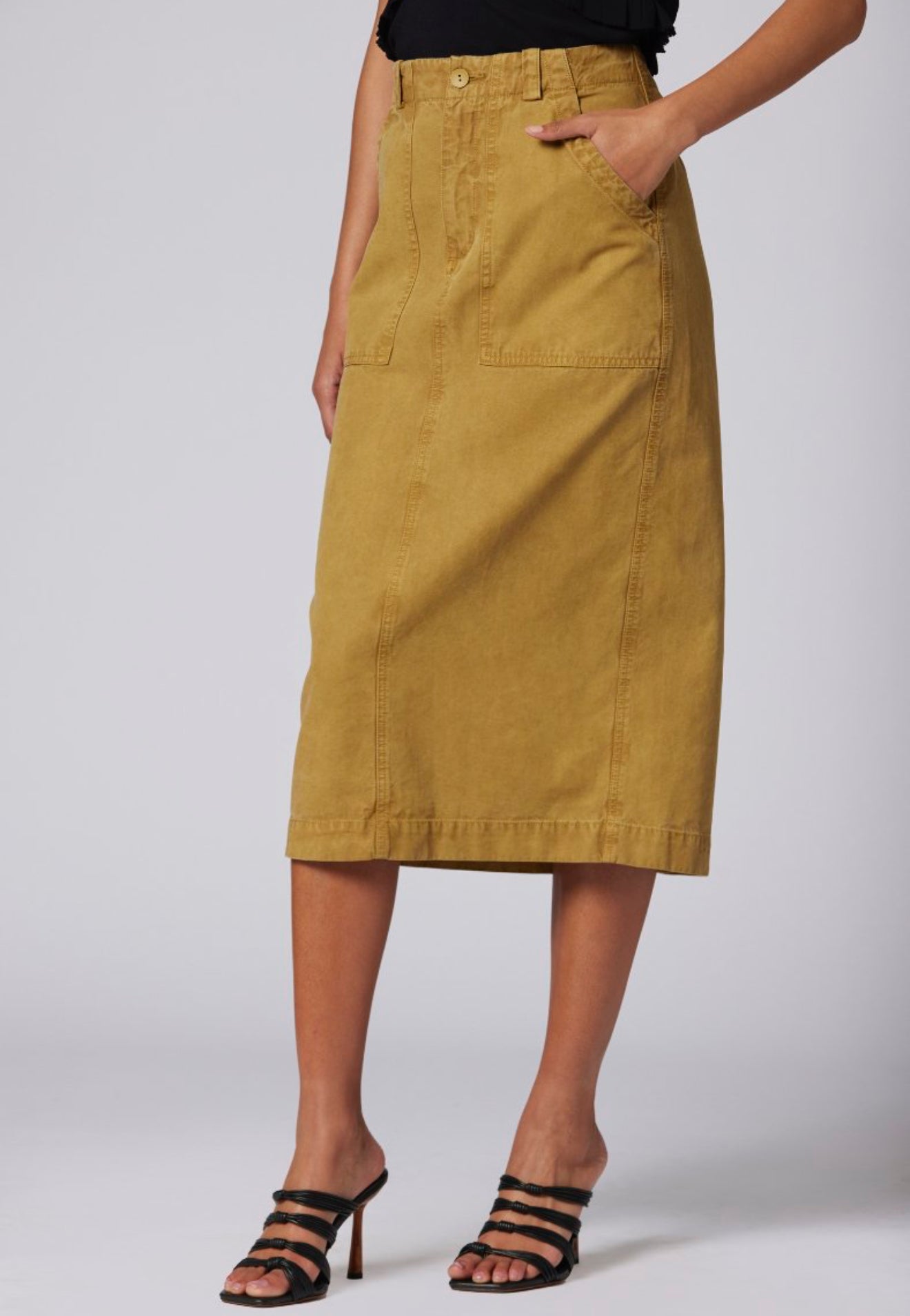 joie Riya Skirt - Ecru Olive Yellow