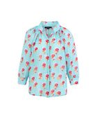 Smythe Gathered Blouse - Sky Floral