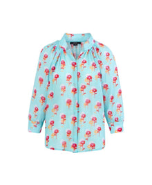 Smythe Gathered Blouse - Sky Floral