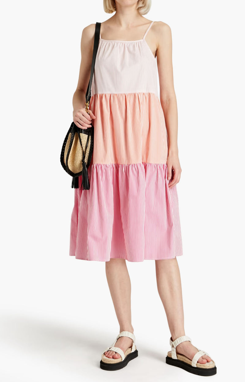 Solid & Striped The Addison Tiered Striped Dress - Sorbet