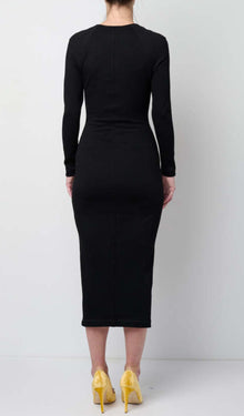 Victor Glemaud Portrait Collar Midi Dress - Black