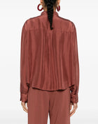 forte_forte Silk Habotai Grandfather Shirt with Crystals - Cacao