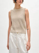 White + Warren Blend Ribbed Shell Top - Flax