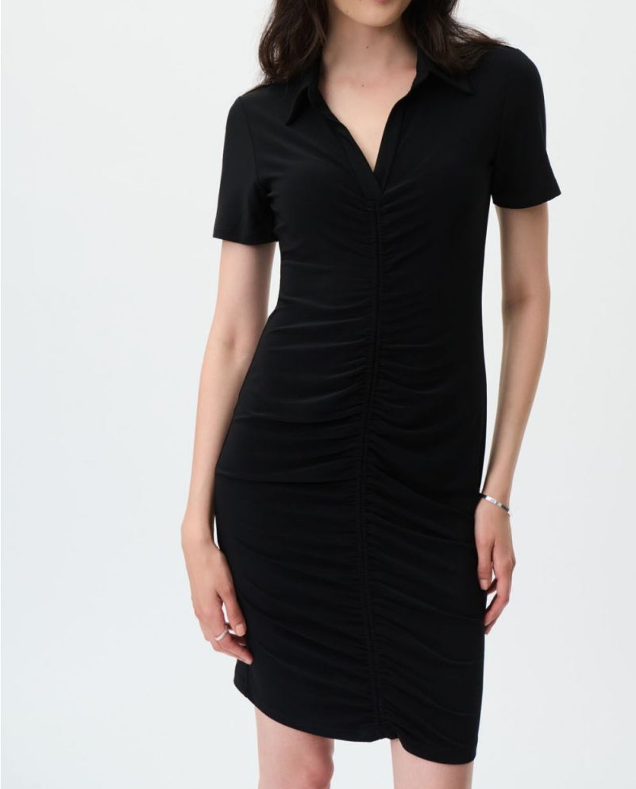 Joseph Ribkoff Short Sleeve A Line Polo Dress - Black