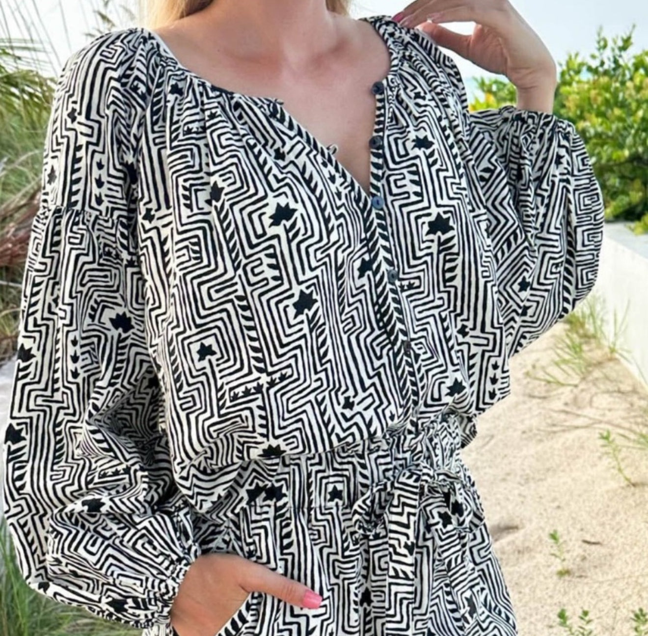 Omika Flora Blouse - Ulla Smoke