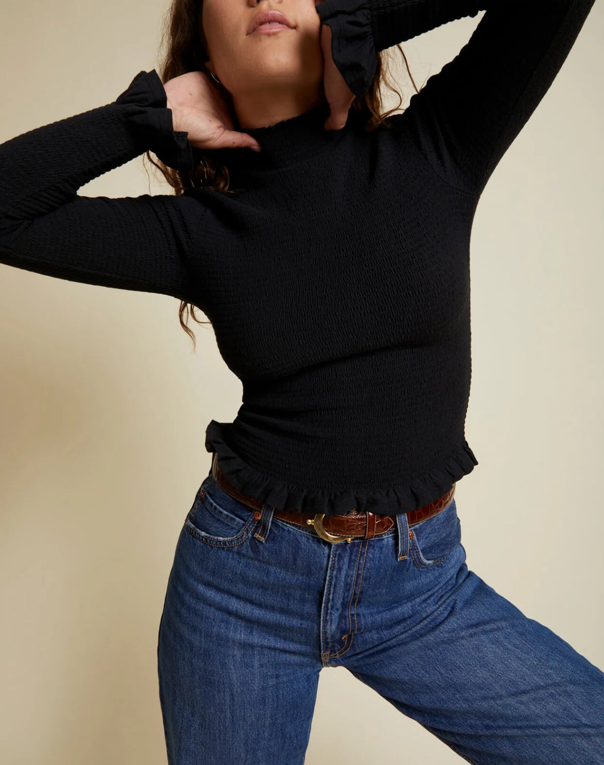 Nation Ltd. Yael Open Back Turtleneck - Jet Black