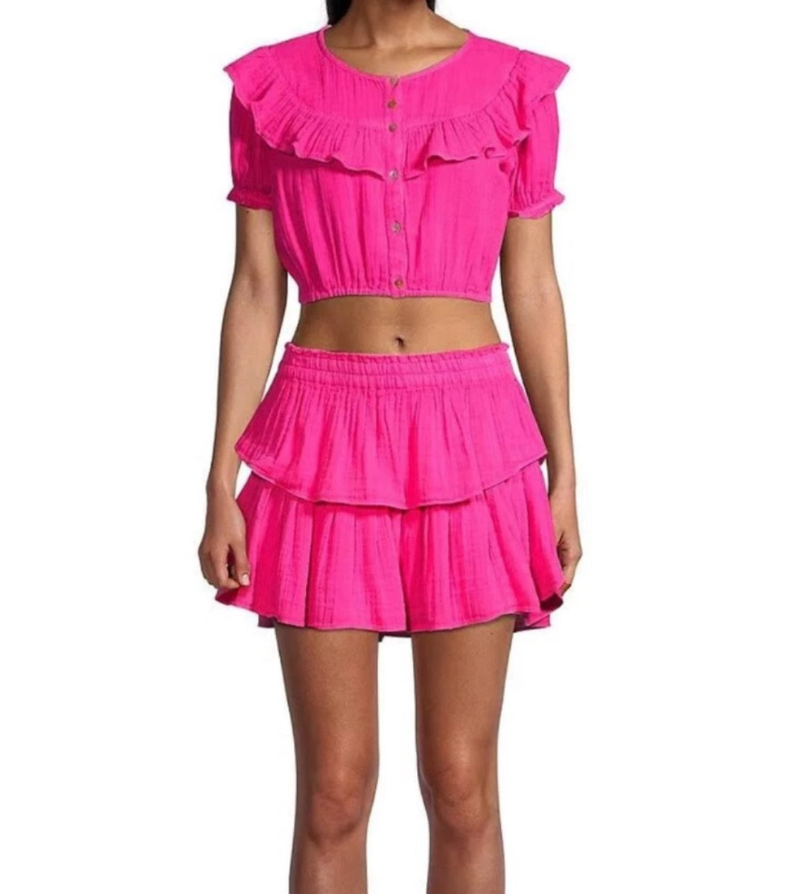 LoveShackFancy Elania Top - Flirty Fuchsia