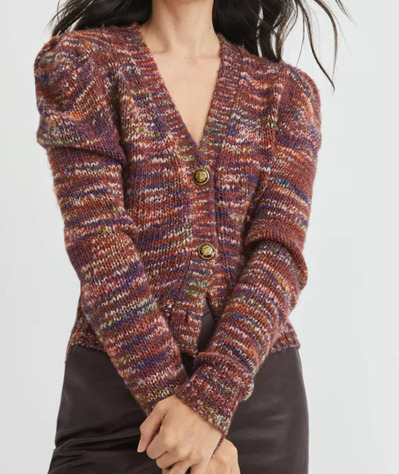 Veronica Beard Amosa V Neck Cardigan - Burgundy