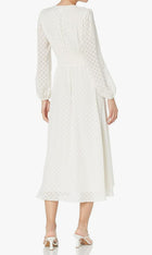 Shoshanna Emilie Belted Blouson Sleeve Midi Dress - Ivory