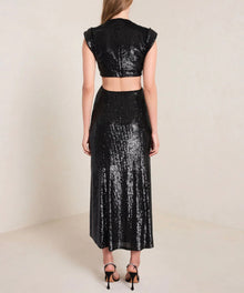 A.L.C. Alexis Sequined Cut Out Midi Dress - Black