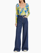 GANNI Floral‎ Mesh Scoop Neck Top