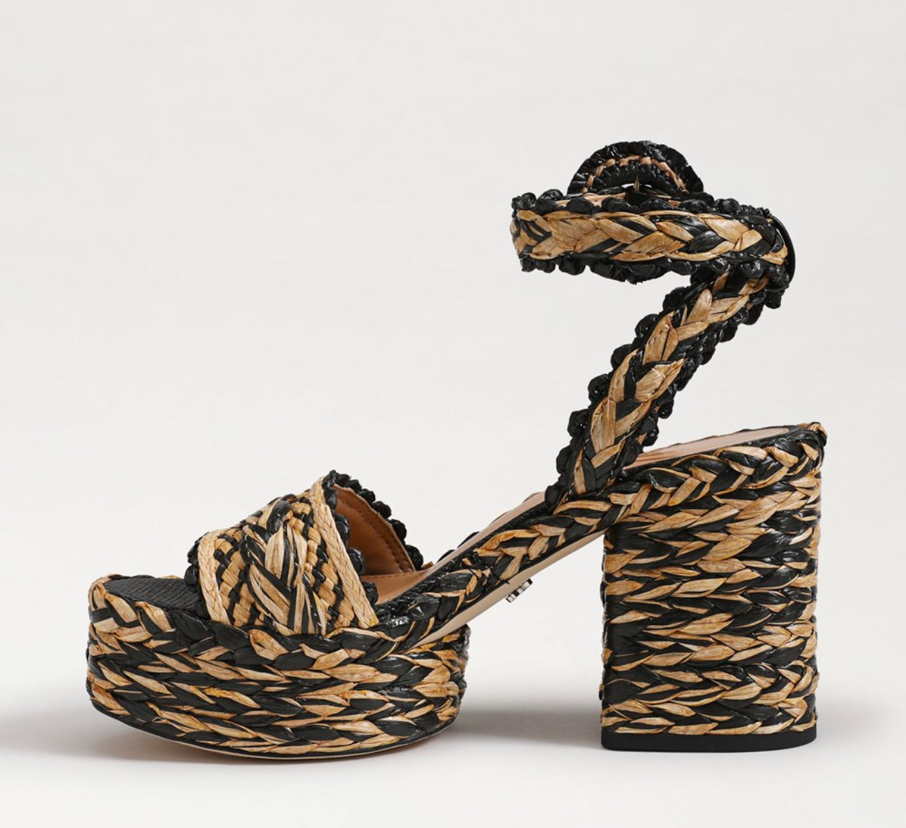 Sam Edelman Liana Platform Sandal - Black/Natural Raffia