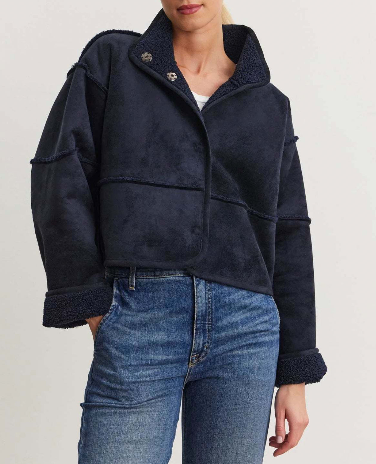 Velvet by Graham & Spencer Kelly Luxe Sherpa Reversible Jacket - Navy