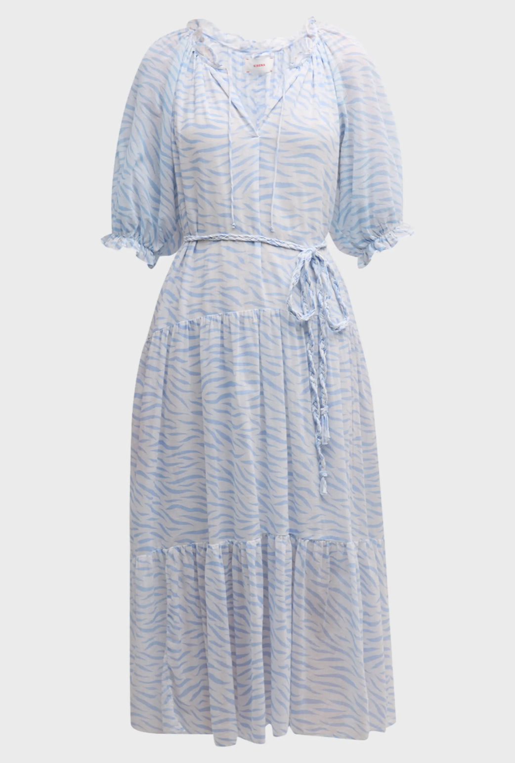 Xirena Lyta Tiered Tiger Stripe Print Midi Dress - Blue Wave