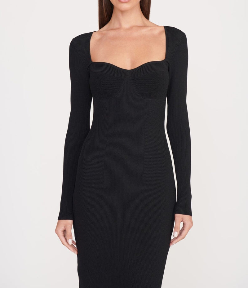 STAUD Silhouette Long-Sleeve Maxi Dress - Black