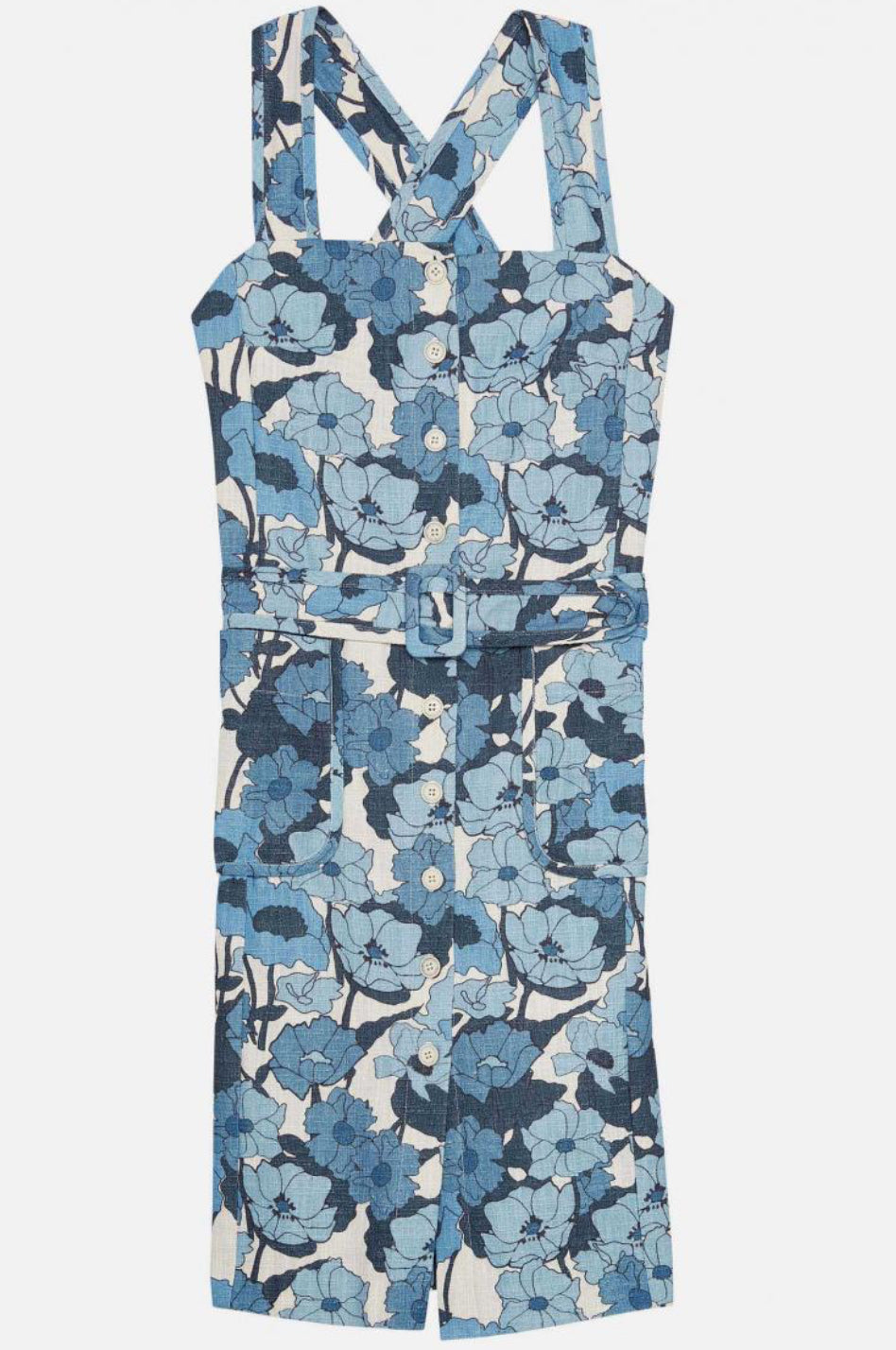 Tara Jarmon Riwanon Belted Dress - Floral Denim