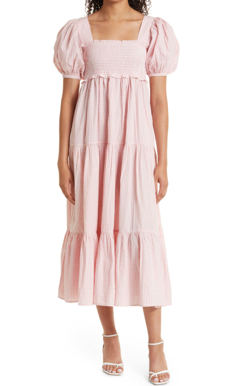 byTiMo Gingham Poplin Tiered Dress - Pink Check