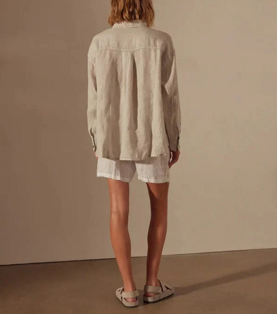 James Perse Oversized Linen Shirt - Toast Pigment