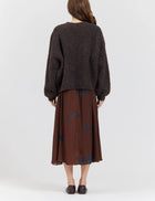 There-Elsewhere Wool Blend Open Texture Cardigan - Dark Chocolate