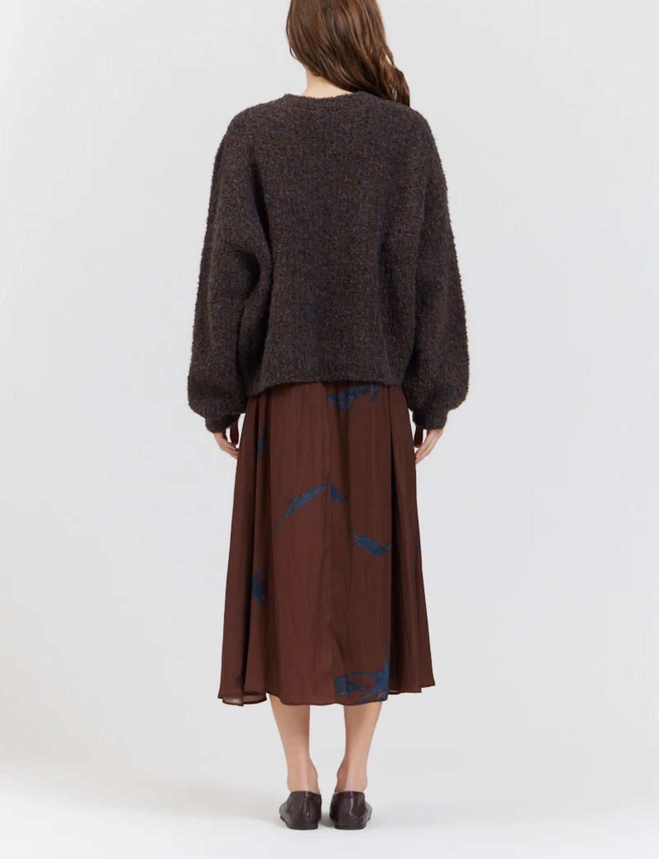There-Elsewhere Wool Blend Open Texture Cardigan - Dark Chocolate