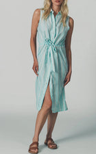 The Shirt by Rochelle Behrens The Sleeveless Drawstring Dress - Mint Stripe