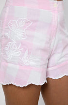 Juliet Dunn Pink Gingham Shorts with Embroidery