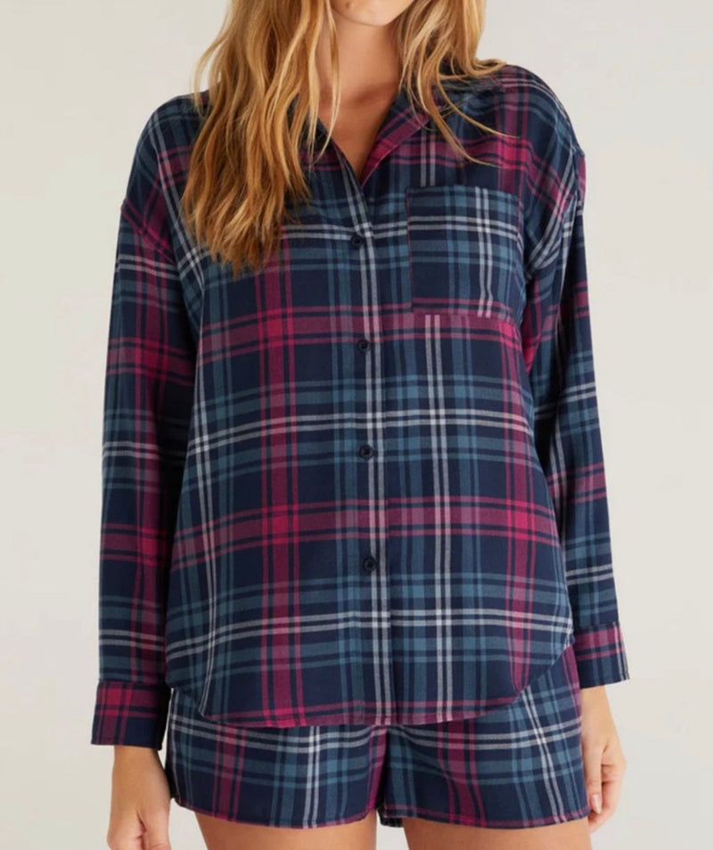 Z Supply Road Trip Plaid Shirt - Midnight Blue