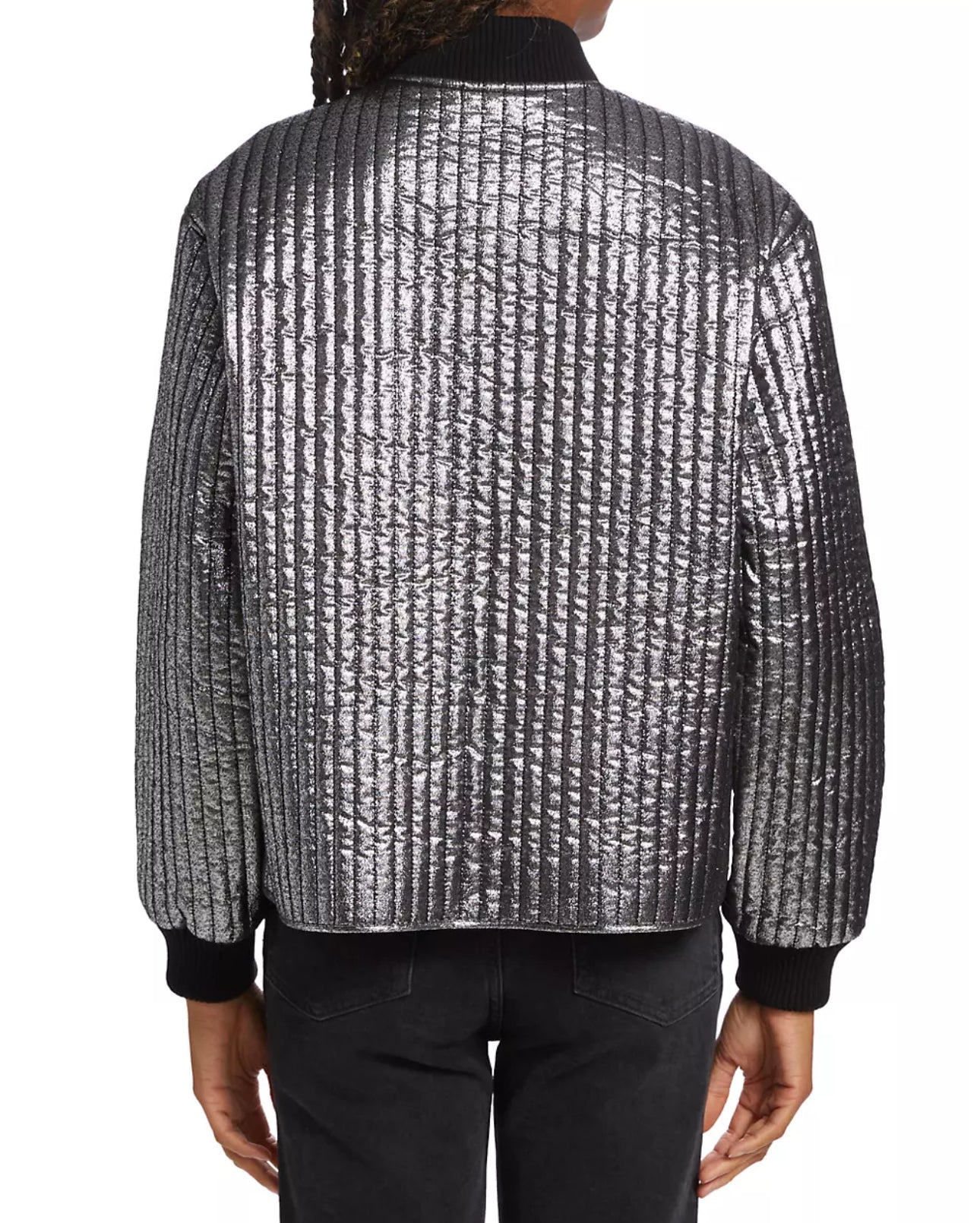 The Great. Quilted Metallic Bomber Jacket