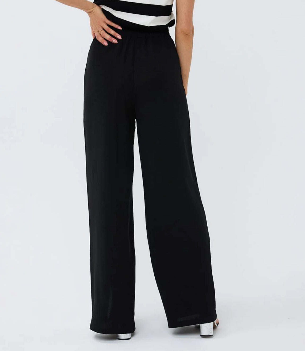 Esqualo Crinkle Overlap Trousers - Black