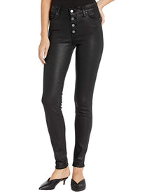 Paige Hoxton Ultra Skinny With Exposed Buttonfly - Black Fog Luxe Coating